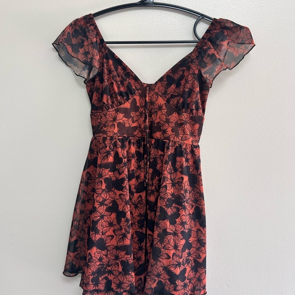 Wild Fable Elegant Black and Orange Dress